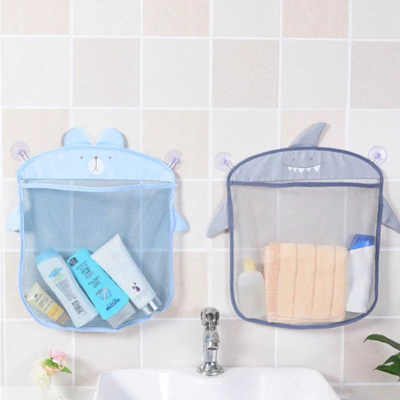 New Baby Bathroom Mesh Bag Sucker Design For Children Bath Toys Kid Basket Cartoon Animal Shapes Cloth Sand Toys Storage Net Bag