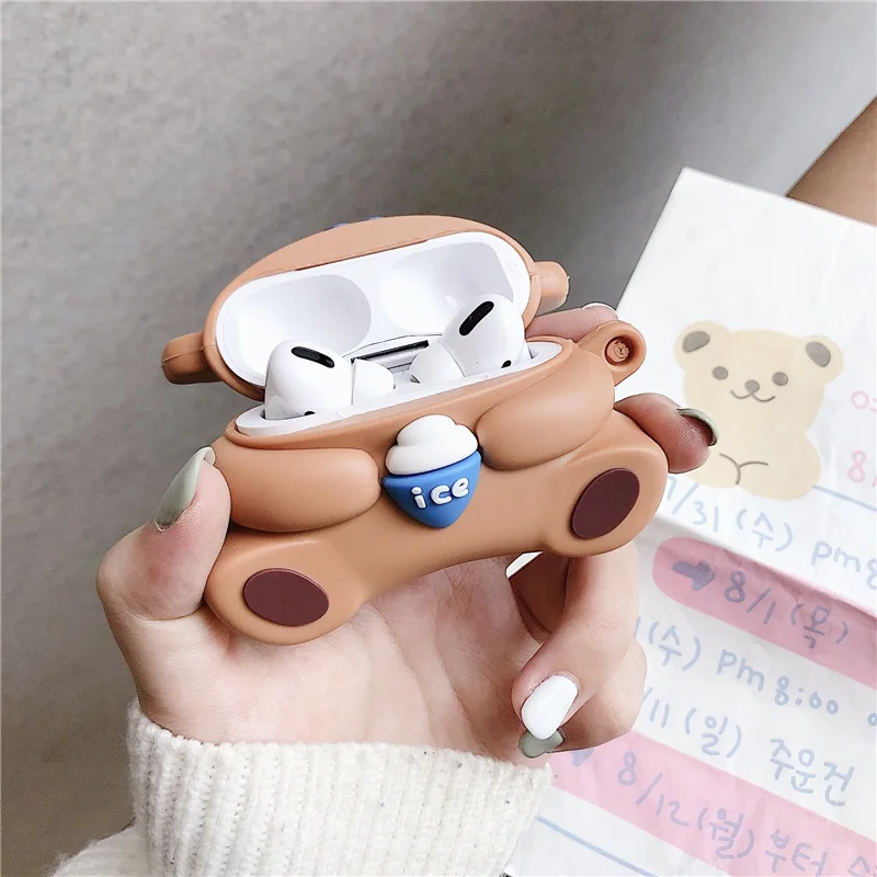 Для Airpods 1/2 чехол футболки с принтом мороженое медведь Клубничка Чехол-Кролик для