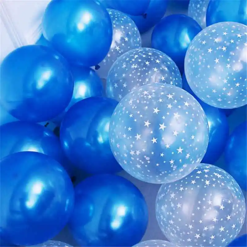 15 шт. 10 дюймов латексные воздушные шары с принтом «Звезда», прозрачные чернила-синий шарики для свадебного украшения Baby Shower День рождения принадлежности, домашний декор