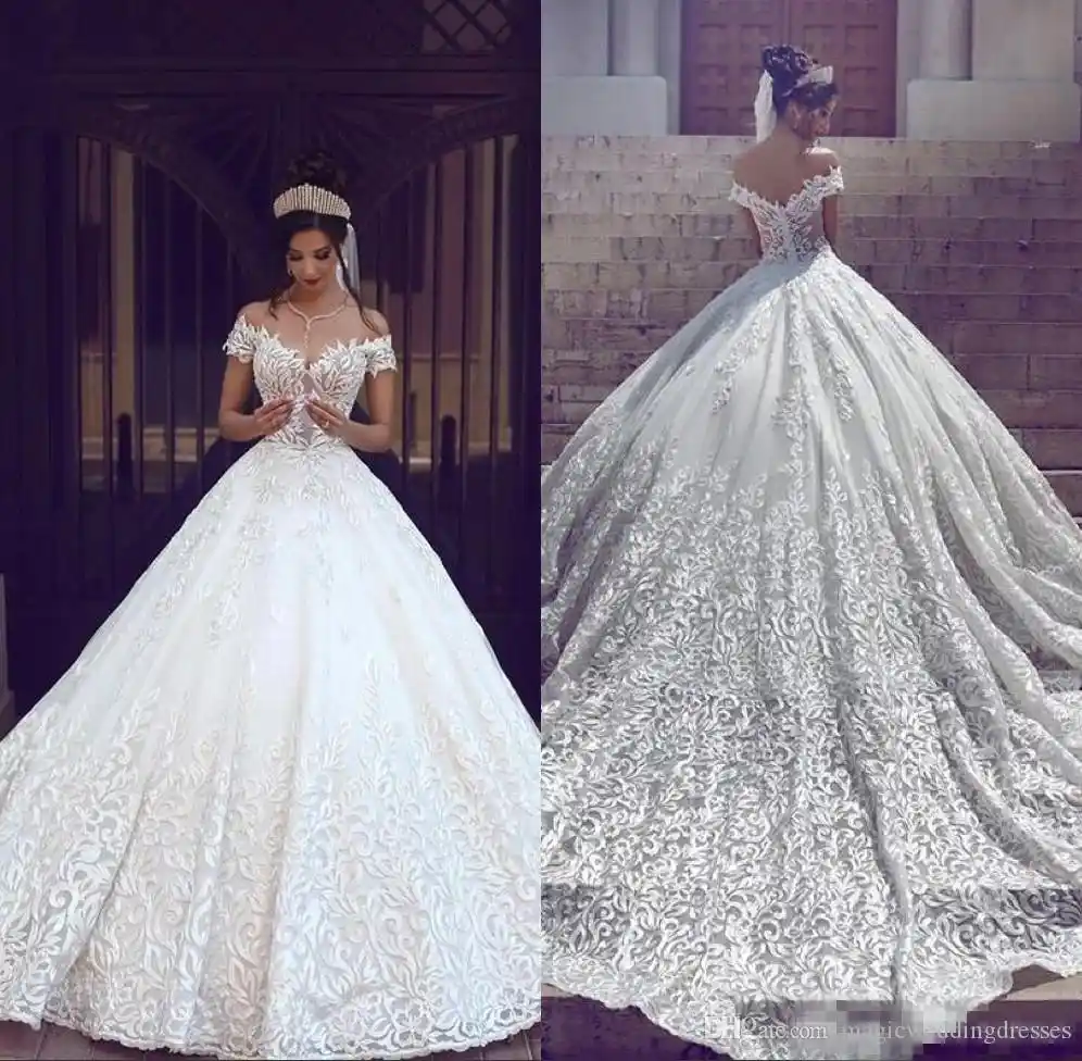 off the shoulder open back wedding dress