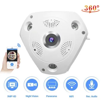 

HD 1080P 360° Panoramic Fisheye Wifi IP Camera Home Security Surveillance Camera CCTV 3D VR Video IP Cam Micro SD Card