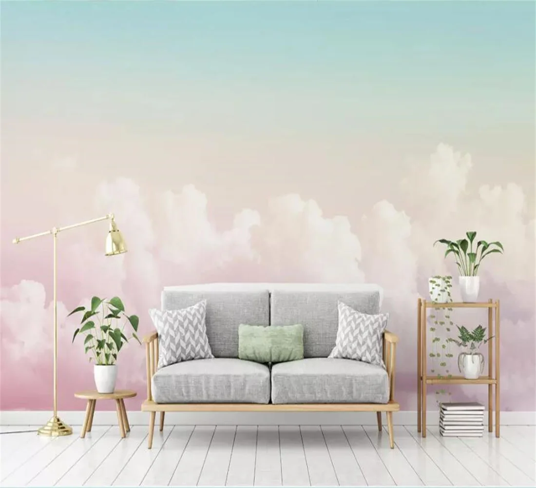 

papel de parede Custom wallpaper 3D photo murals beautiful pink sky sofa background wall paper living room decorative painting