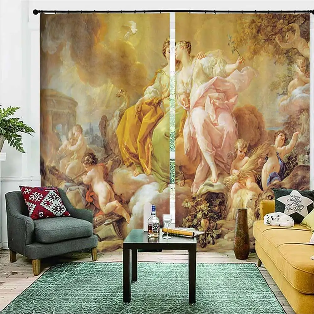 Пользовательские 3D Curtinas Европейский ангел занавески с персонажем для гостиной спальни Cortinas затемненные Termica украшения окна