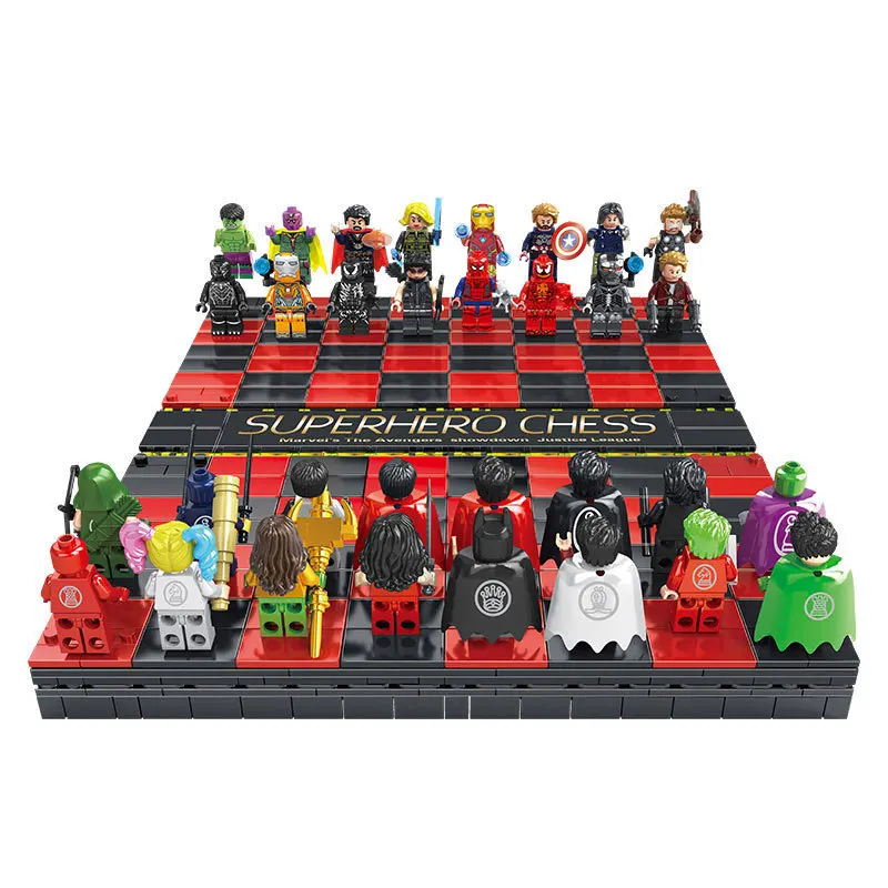 

Super Heroes Chess Book AP3901 Iron Man Batman Collections Book Fit Avengers VS Justice League Building Blocks Chidren Gift Toys