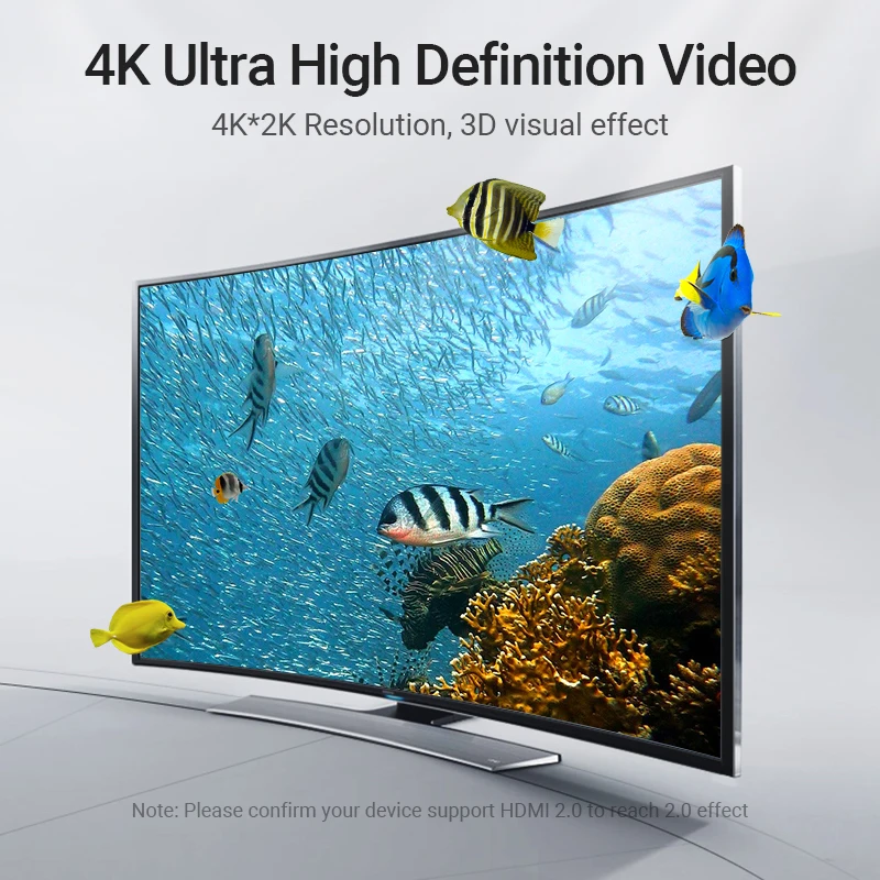 Vention 4K HDMI 2 0 кабель 90/270 градусов Угловой для Apple TV Box PS4 сплиттер коммутатор видео