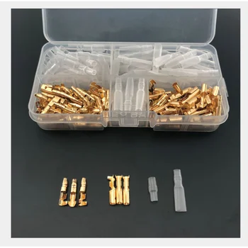 

120pcs/box Brass Bullet 3.5mm Connector Terminal Male & Female with Cover ELK Specification: Material:Brass,Plastic Color:Gold