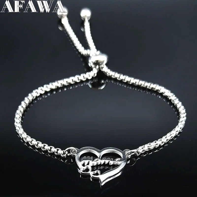 Модные браслеты Mama Heart из нержавеющей стали для женщин, браслеты серебряного цвета, браслеты, ювелирные изделия, Браслеты mujer B18601