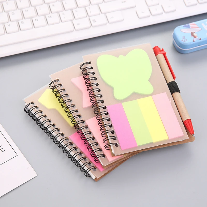 A6 твердая бумага Обложка Блокнот в сочетании с шариковой ручкой и клейкими