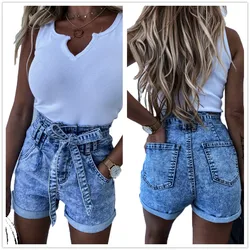 2021 verão nova cintura alta laço up denim shorts para mulheres moda floco de neve shorts jeans XS XL preço por atacado qualidade superior