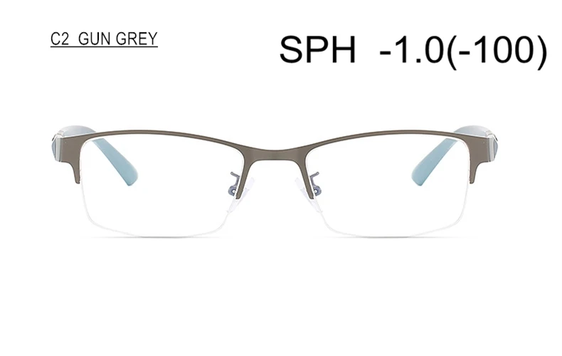 Myopia Glasses Diopter-0.5-1-1.5-2-2.5 To-6 Women Men Upscale TR90 Half Frame Finished Prescription Spectacles Nearsighted - Цвет оправы: C2 (-1.0)