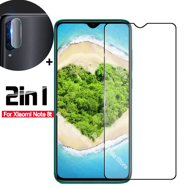 Закаленное стекло 2 в 1 с полным покрытием для Xiaomi Redmi Note 8 7 Pro 8T защита экрана