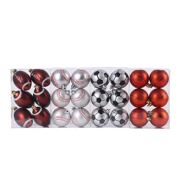

Creative 6cm Christmas Balls Tree Decorations Football Basketball Soccer Hanging Ornaments for Christmas Party Home Decor