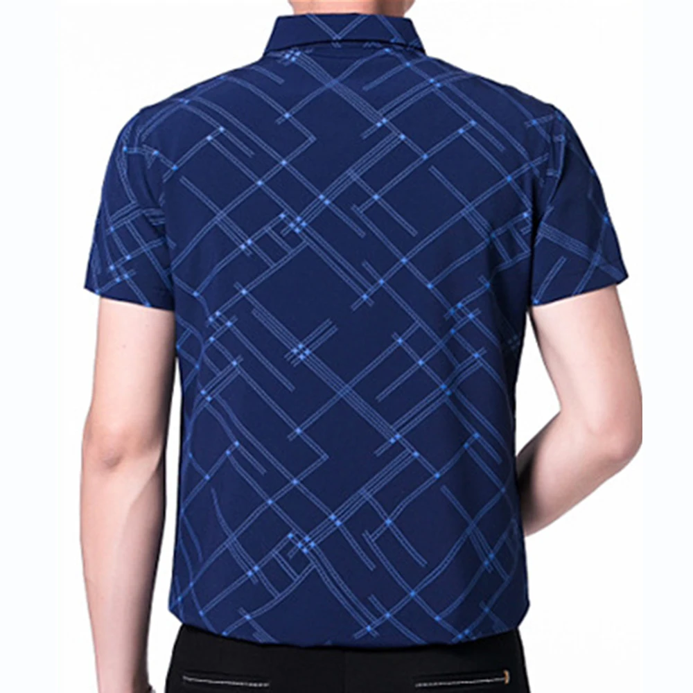 New Summer Short Sleeve Shirt Men Casual Plaid Shirts Camisa Masculina Dark Color Men Clothes Slim Fit Camisa Social MCS131 - Image 4