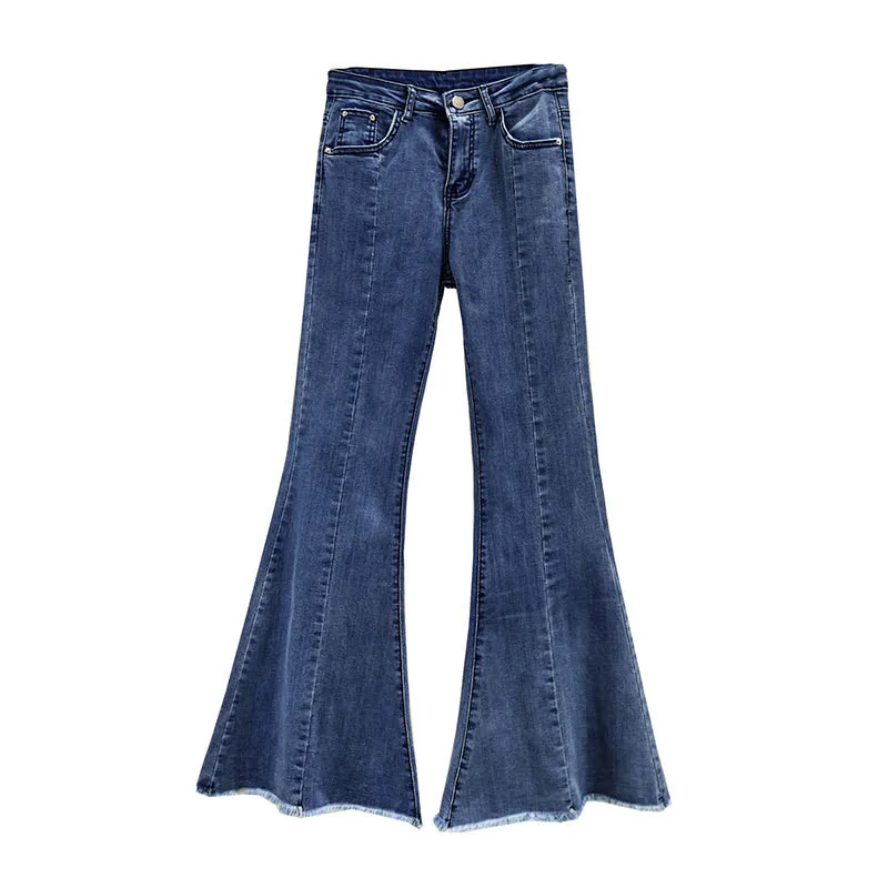 2022-new-spring-denim-flare-pants-women's-elastic-washed-wide-feet-high-waist-long-jeans-fashion-female-casual-trousers-g872