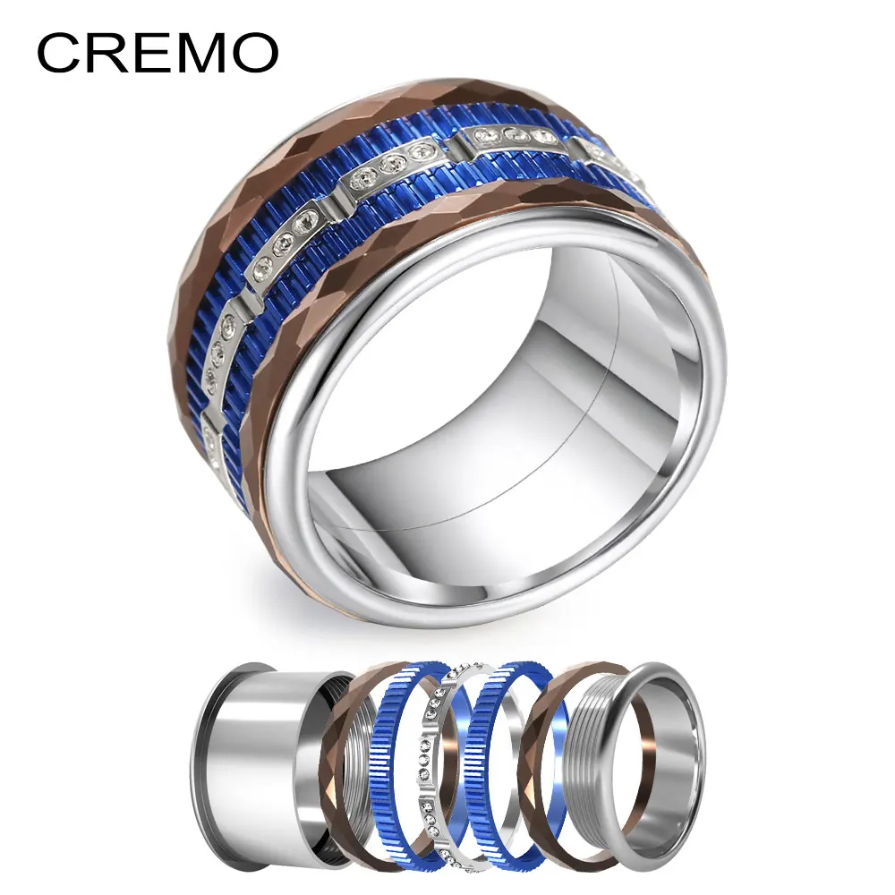 Женское титановое кольцо Cremo штабелируемое вращающееся со сменными секциями из
