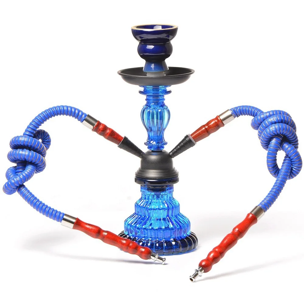 

Small Size Arab Shisha Hookah Set With Double Synthetic Leather Hose Ceramic Bowl with Metal Charcoal Tongs Chicha Narguile Pipe