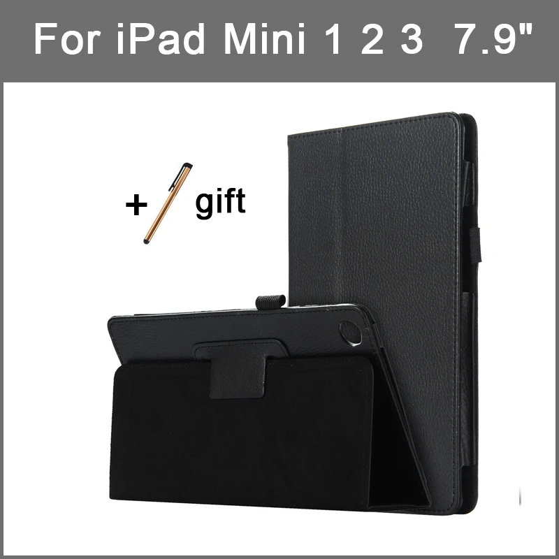PU кожаный чехол для IPad Mini 1 2 3 7 9 дюймов Lichi Стиль Стенд откидная крышка