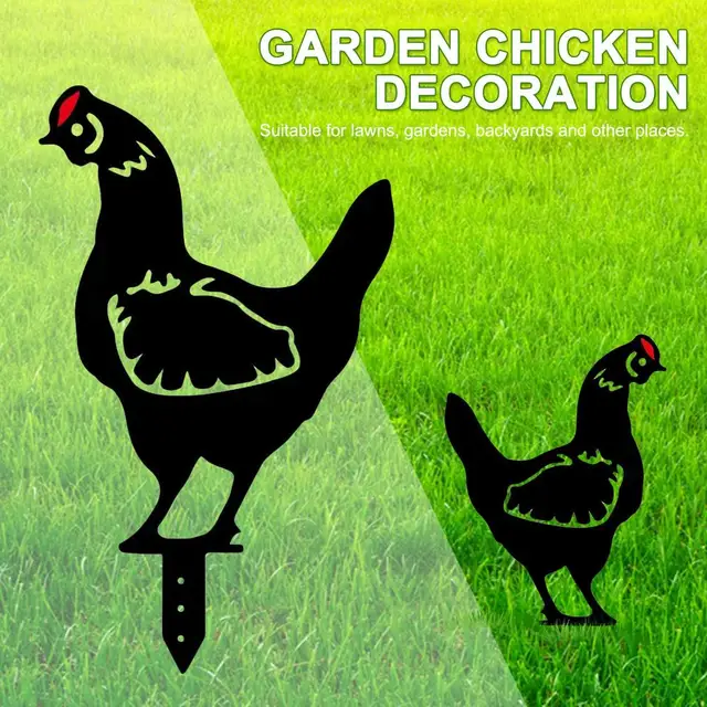 Kakas Akril Állati Tét Csirke Kerti Sziluett Udvar Művészeti Pázsit Fém Tyúk Udvari Dekoráció Ajándék Szobrok - Image 5