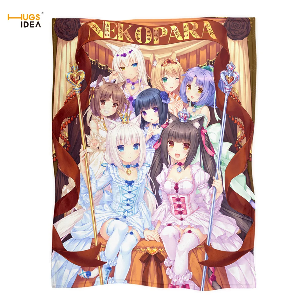 Флисовое одеяло HUGSIDEA Nekopara с 3D рисунком супермягкое теплое двустороннее