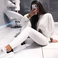 Hiver Tricot Pull Jumpsuits Pour Femmes 2018 Solide À Manches Longues Automne Playsui Stripe femme Rompers Womens Jumpsuit 1