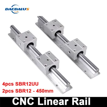 

4pcs 450mm SBR12UU Linear Motion Ball+ 2pcs Linear Rail 12mm CNC SBR12 Linear Guide For CNC Linear Shaft