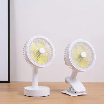 

Desktop Clip Shaking Head USB Rechargeable Low Noise Portable Handheld Multi-function Mini Fan Table Lamp Built-in Battery