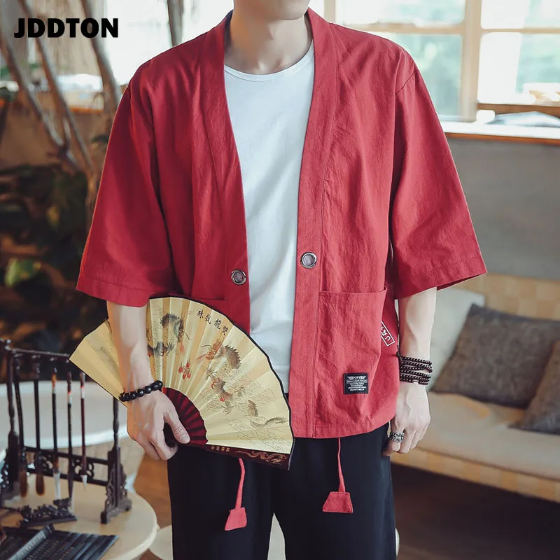 JDDTON мужская летняя хлопковая льняное кимоно 5XL кардиган для отдыха Верхняя