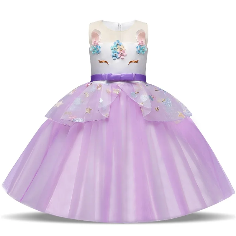 Детское платье с единорогом для маленьких девочек; детский Карнавальный костюм для девочек; нарядные платья; нарядная одежда принцессы для девочек на свадьбу; Unicornio - Цвет: Dress 6