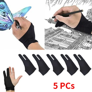 

5 Pcs Pen Graphic Tablet Pad Glove 2 Finger Keep Clean Drawing Student Anti Fouling Reduce Friction Soft Wear Resistant Elastic