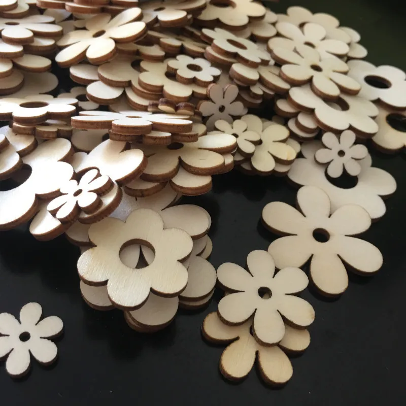 Wood Wooden Crafts Ornaments Unfinished Cutouts Slices Flowers Diy Legno  Flower Shapes Blank Blanks Birds Craft Slice Disc - AliExpress