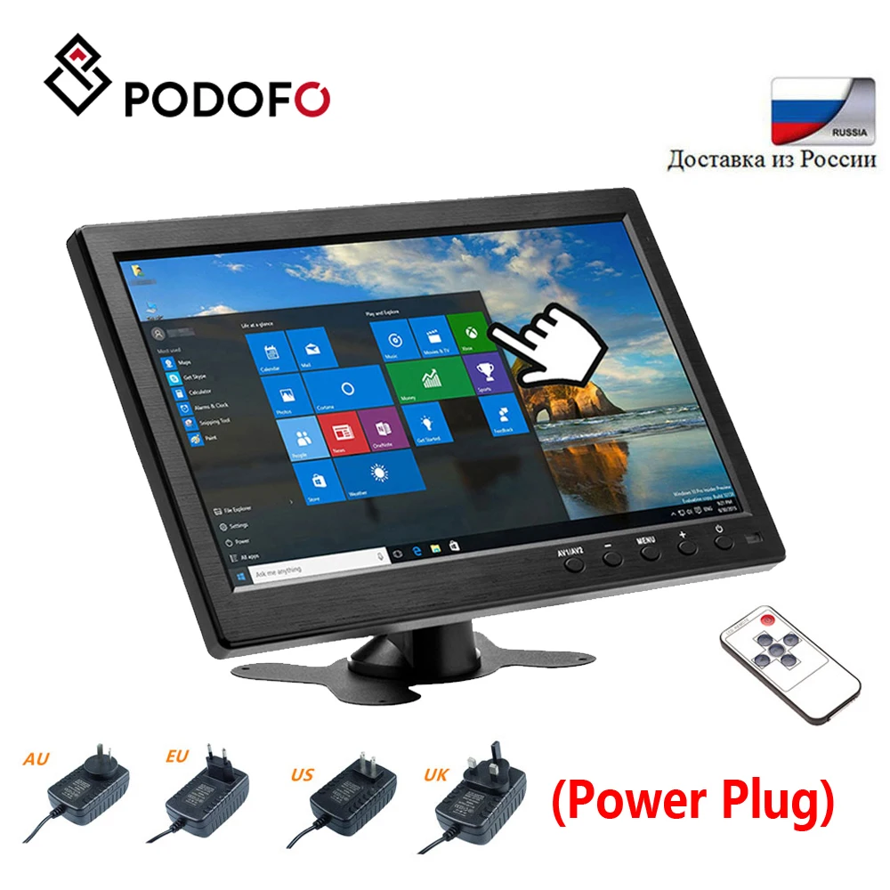 Podofo 10 1 дюймовый ЖК монитор HD мини Телевизор и компьютер цветной экран 2 канальный