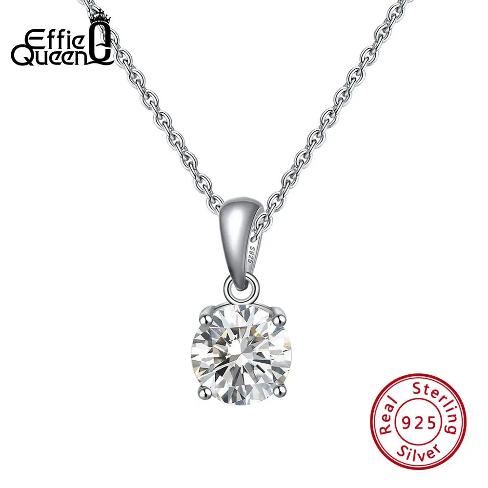 

Effie Queen Genuine 925 Sterling Silver Necklaces Pendants for Women 12 Birthstones AAA Cubic Zircon Party Fine Jewelry TSN118