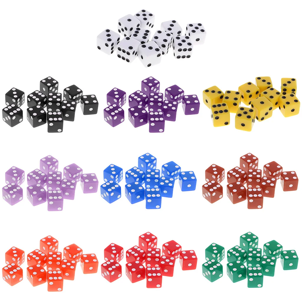 10pcs 6 Sided Dices D6 Digital Dice Party Gaming Dice D&D RPG Board Game Toy