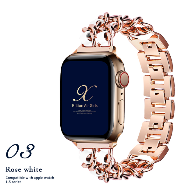 for Apple Watch6 5 4 40mm 44mm Watchband Stainless Steel Chain With Leather Bracelet Strap  for iwatch Series3 2 738mm 42mm