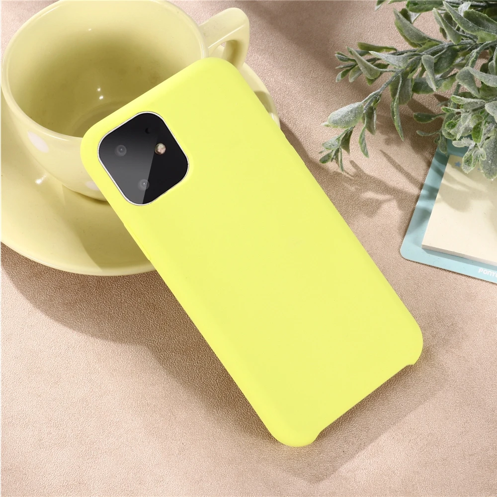 Для iPhone 11 Pro Max сплошной цвет жидкий силиконовый чехол противоударный задняя