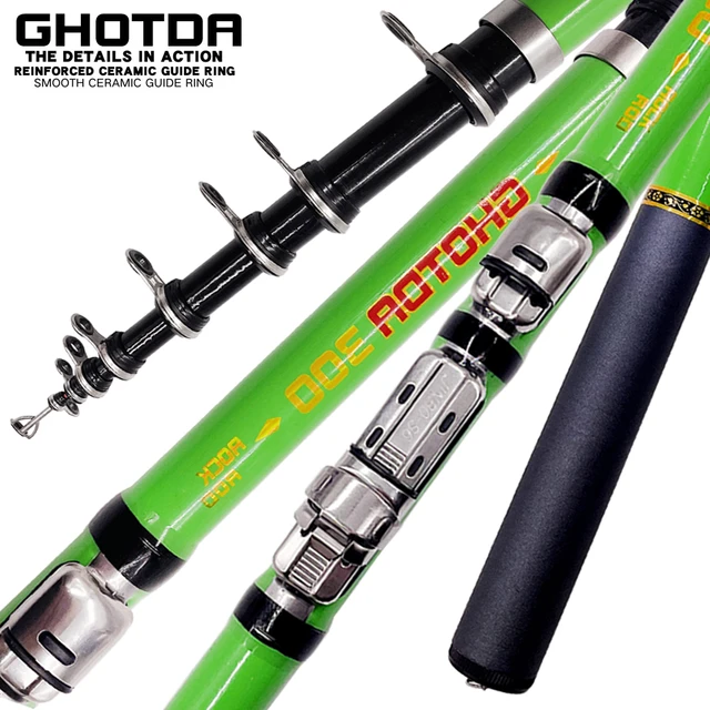 GHOTDA Carbon Fiber Rock Fishing Rod Telescopic feeder pole Spinning Carp  Portable travel ultralight 1.5-3.0