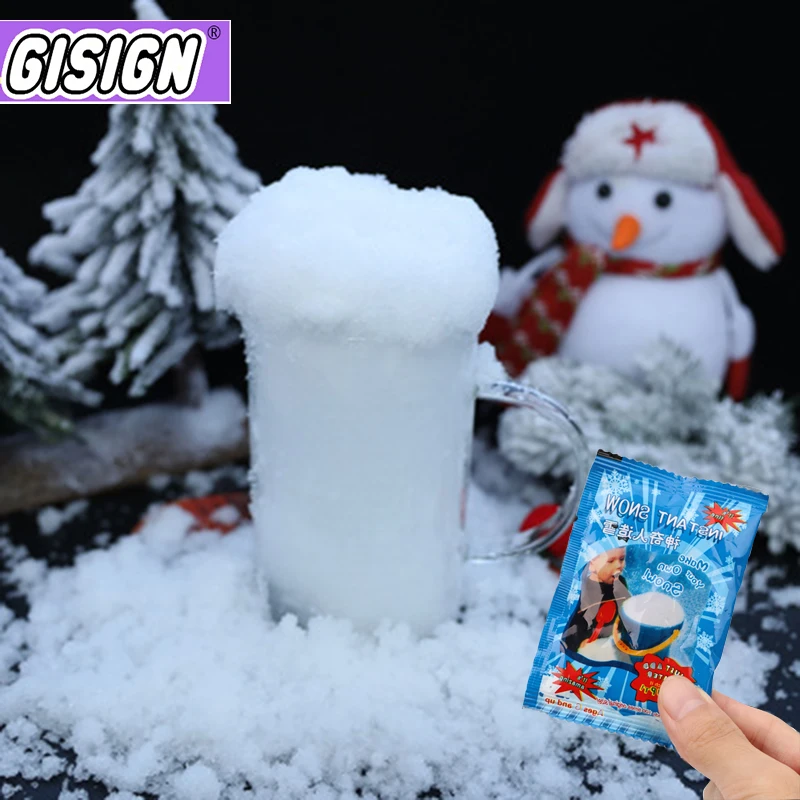 

Cheap Fake Artificial Snow Instant Snow Powder Fluffy Snowflake Super Absorbant Frozen Party Magic Prop Christmas Party Decor