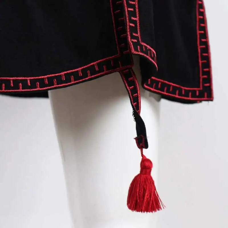 Boho Inspird женская блузка рубашка Ретро Народная украинская вышивка блузки в богемном стиле бахрома с кисточками Топ с длинным рукавом льняные блузы