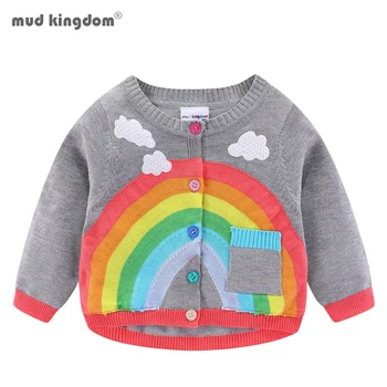 

Mudkingdom Boys Girls Rainbow Clouds Cardigan Sweater Knit Long Sleeve Breasts Pocket