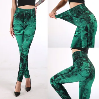 

Women's Leggings Jeans Bottom Pants Coloured Hip-up Super Bomb Slim Nine-minute Pants Jeggings Leggins mujer