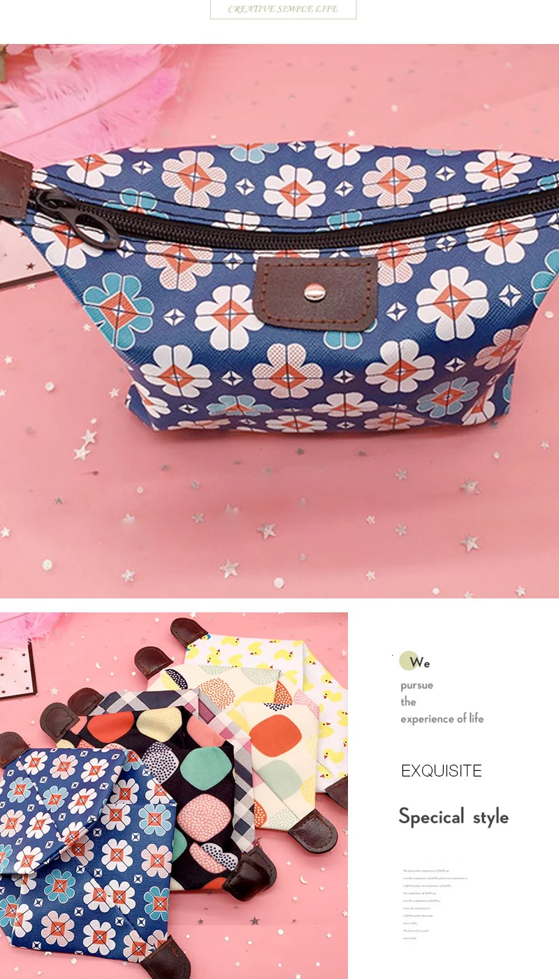 Makeup Travel Package Toilets Ma'am Hand Take Pu Waterproof bag Yuen Bo Type Dumplings cosmetic Floral Casual canvas bag