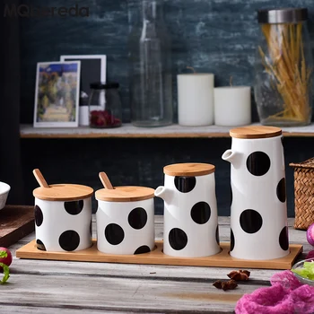 

New Creative Nordic Storm Point Ceramic Seasoning Pot Set Seasoning Bottle Household Kitchen Supplies Jars for Spices Container