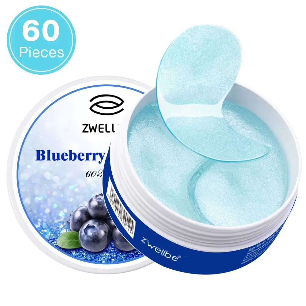 Blueberry Zwellbe, 60 шт., маска для глаз, коллагеновый гель, патчи для глаз под глазами, мешки для удаления темных кругов, анти-возрастные увлажняющие маски, уход за кожей - Цвет: Blueberry