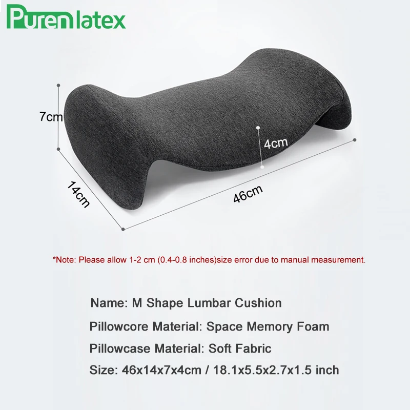 Lumbar Support Pillow for Sleeping Memory Foam Lumbar Pillow for Lower Back  Pain Relief Back Support Pillow for Side,Back and Stomach Sleepers