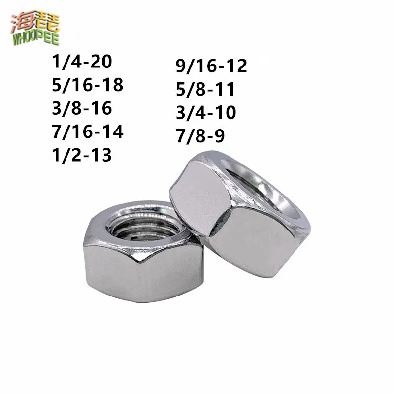 1/4-20 28 5/16-18 24 3/8-16 24 7/16-14 20 1/2-20 9/16 5/8 UNC UNF 304 Acero Inoxidable EE. UU. Rosca Fina Grua Hexágono Tuerca Delgada - AliExprs