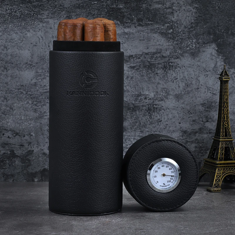 20 Count Black Cedar wood cigar tube leather Case large capacity Moisturizing Store Humidifier Portable High-end gifts | Дом и сад