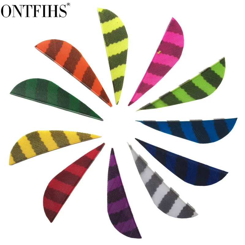 

50PCSONTFIHS New 2inch Parabol Striped One Side Archery Fletches Arrow Feather Fletching Arrow Feathers RW