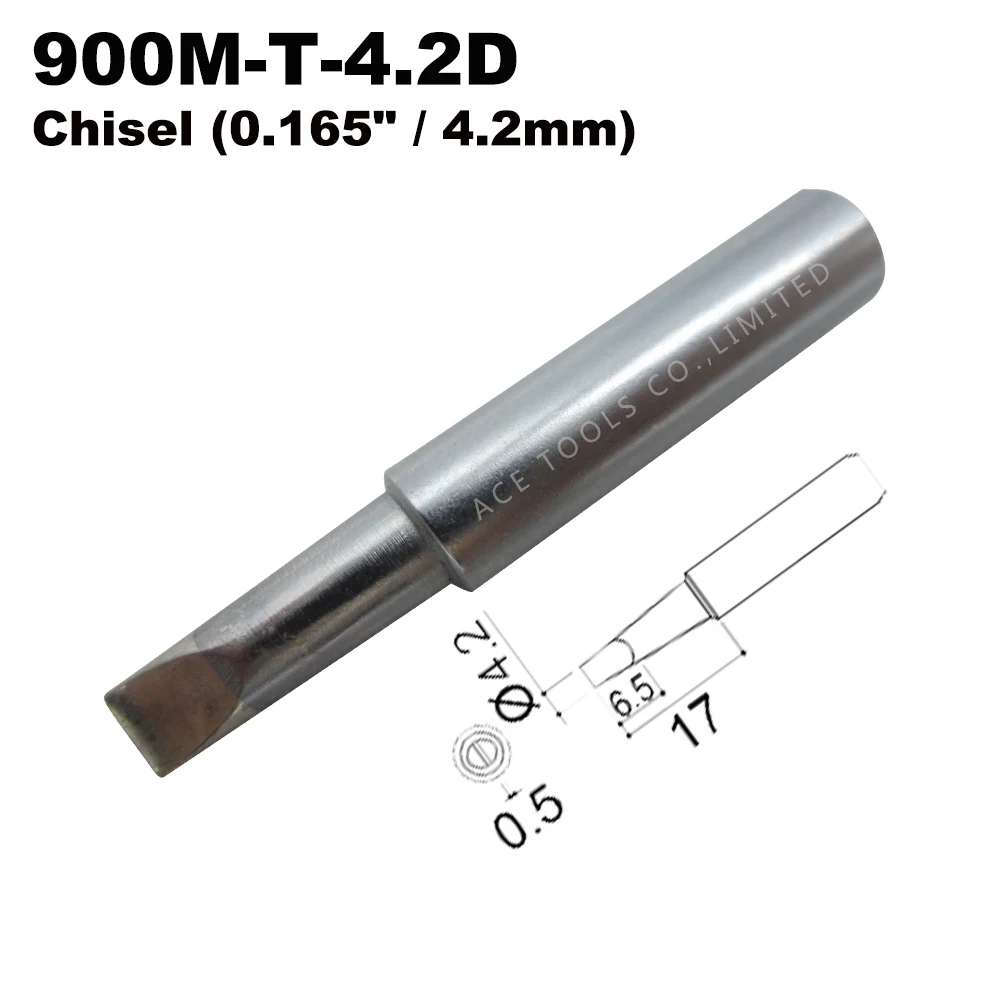 

Soldering Tip 900M-T-4.2D Chisel 4.2mm for Hakko 936 907 Milwaukee M12SI-0 Radio Shack 64-053 Yihua 936 X-Tronics 3020 Iron Bit