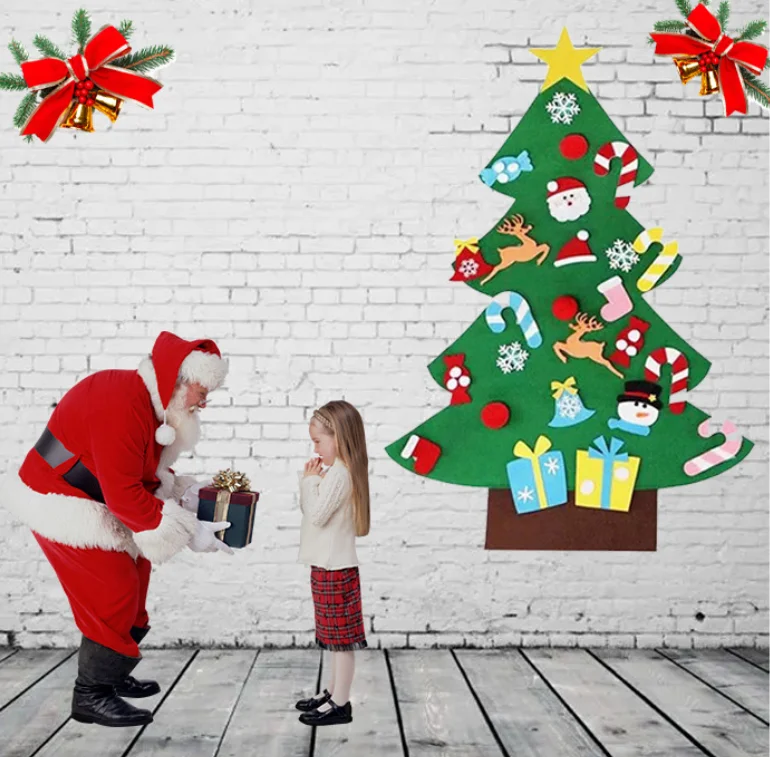 Baby Montessori Toy 48pcs DIY Felt Christmas Tree Toddlers Busy Board