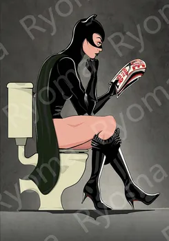 

Hot Funny super hero posters toilet decorative poster and print wall Stickers for Kids Room Decor Art Decor canvas painting